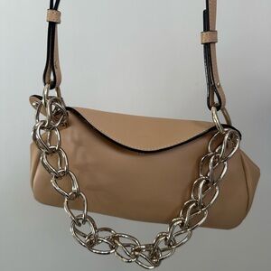 Chloe Tan Silver Chain Shoulder Bag